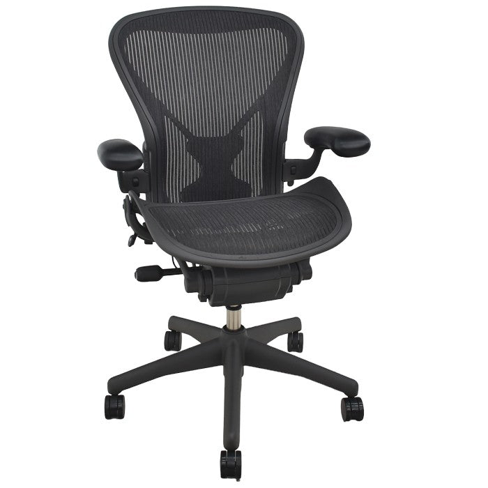 【中古】ハーマンミラー アーロンチェア Bサイズ フル装備 ポスチャーフィット 肘レバータイプ 2024082304【中古オフィス家具】