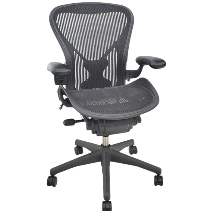 【中古】ハーマンミラー アーロンチェア Bサイズ 可動肘(レバータイプ)ポスチャーフィット リクライニング範囲調整機能 2024091901【中古オフィス家具】