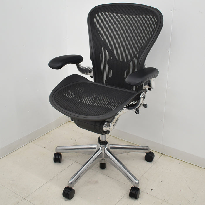 【中古】ハーマンミラー アーロンチェア Bサイズ フル装備 ポスチャーフィット ポリッシュ 2024092002【中古オフィス家具】