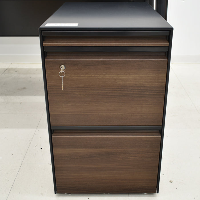 【中古】オカムラ プリシードデスク+プロステージクレストワゴン 2点セット W1400 幕板付 2024111305【中古オフィス家具】