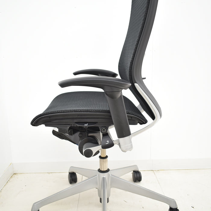 【中古】オカムラ バロン ハイバック 可動肘(新型肘パット)ランバーサポート シルバー脚 2024111801【中古オフィス家具】