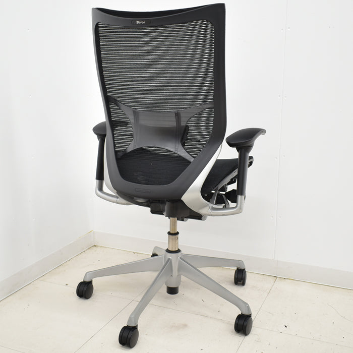 【中古】オカムラ バロン ハイバック 可動肘(新型肘パット)ランバーサポート シルバー脚 2024111801【中古オフィス家具】