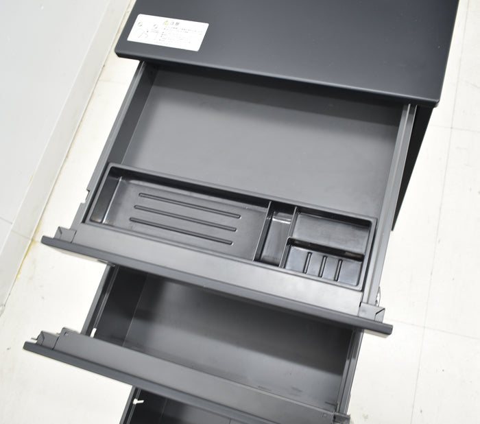 【中古】オカムラ スイフト 上下昇降デスク専用3段ワゴン サイド取手タイプ 2024121101【中古オフィス家具】