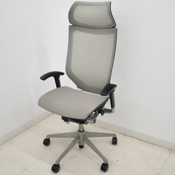 【中古】オカムラ バロン エクストラハイバック 固定ヘッドレスト 可動肘(肘パット新品)2024122304【中古オフィス家具】