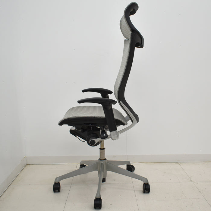 【中古】オカムラ バロン エクストラハイバック 固定ヘッドレスト 可動肘(肘パット新品)2024122304【中古オフィス家具】
