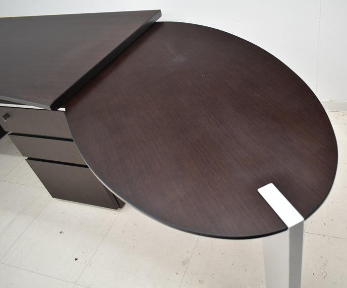 【配送料金見積もり対応となります】イトーキ XVシリーズ 役員用両袖机 アール型天板 サブテーブル 幅2790 2025030501【中古】【中古オフィス家具】