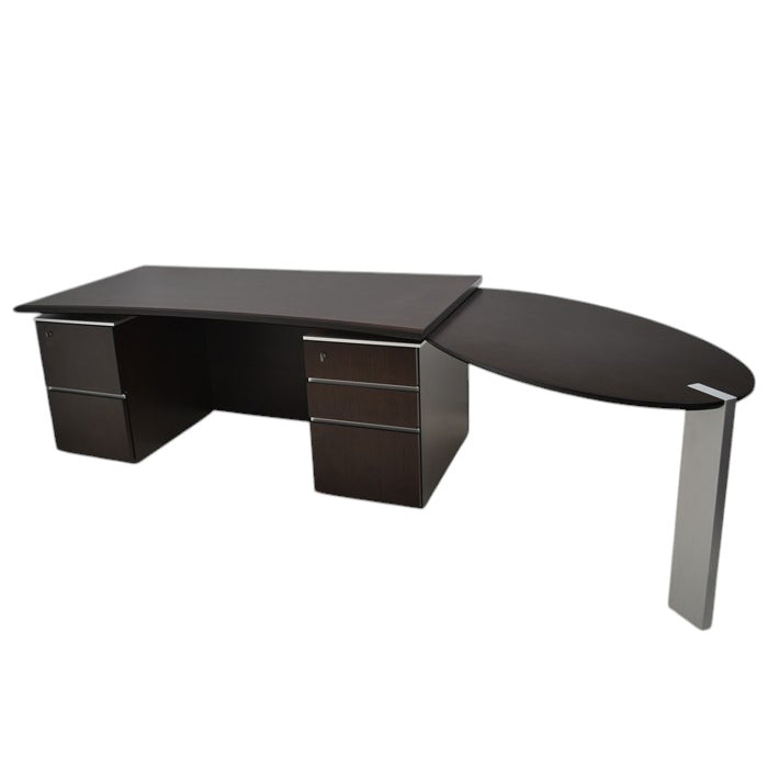 【配送料金見積もり対応となります】イトーキ XVシリーズ 役員用両袖机 アール型天板 サブテーブル 幅2790 2025030501【中古】【中古オフィス家具】