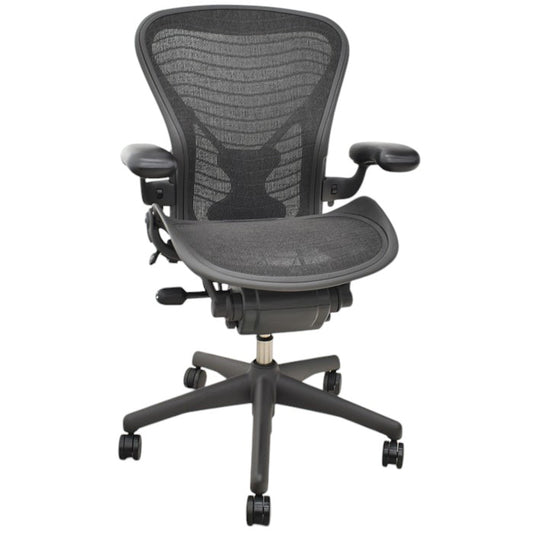 【中古】ハーマンミラー アーロンチェア Bサイズ フル装備 ポスチャーフィット ウェーブメッシュ 肘レバータイプ 2025031002【中古オフィス家具】
