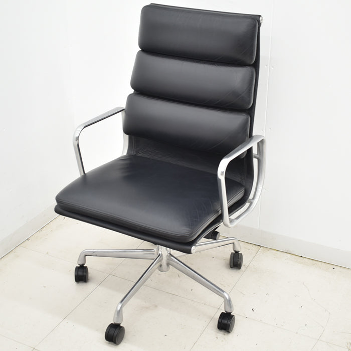 【中古】ハーマンミラー イームズ ソフトパッドエグゼクティブチェア ポリッシュ 革張り 2025032502【中古オフィス家具】