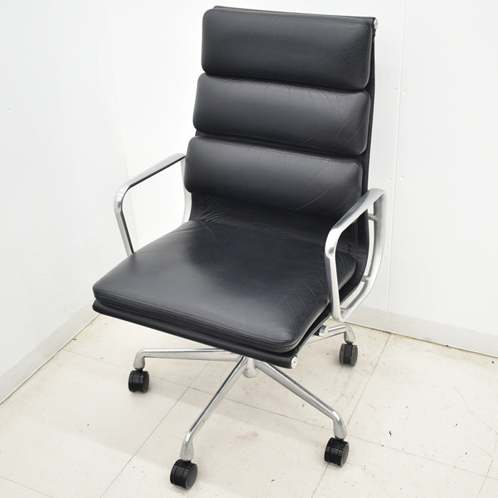【中古】ハーマンミラー イームズ ソフトパッドエグゼクティブチェア ポリッシュ 革張り 2025032602【中古オフィス家具】