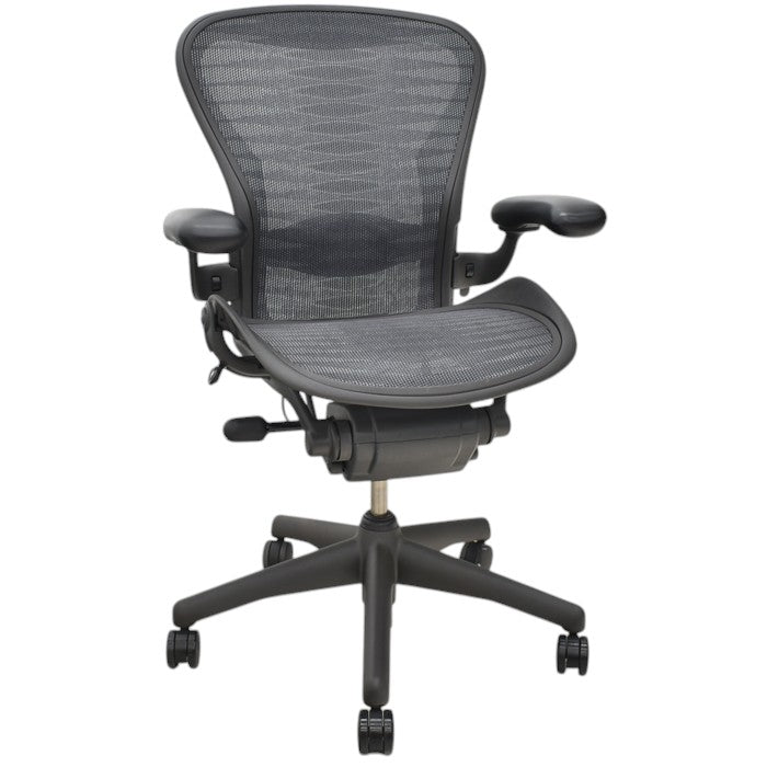 【中古】ハーマンミラー アーロンチェア Bサイズ フル装備 ランバーサポート タキシードメッシュ 肘レバータイプ 2025042204【中古オフィス家具】