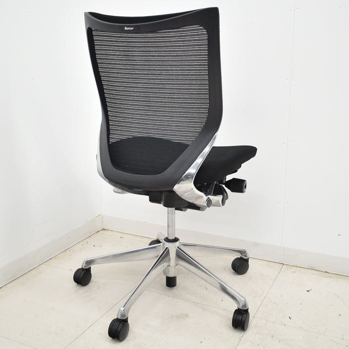 【中古】オカムラ バロン ローバック 肘なし ポリッシュ脚 2025042207【中古オフィス家具】