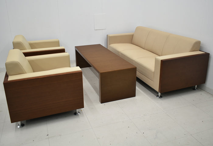 【中古】カリモク家具 グラヴィータシリーズ 応接4点セット 幅1965 2025050201【中古オフィス家具】