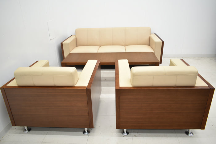 【中古】カリモク家具 グラヴィータシリーズ 応接4点セット 幅1965 2025050201【中古オフィス家具】
