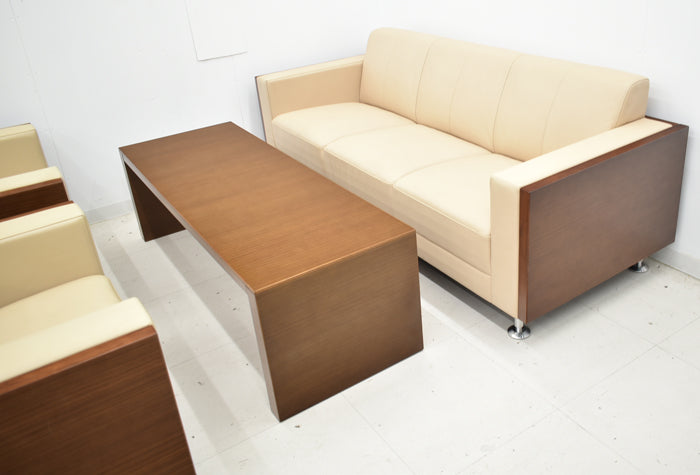 【中古】カリモク家具 グラヴィータシリーズ 応接4点セット 幅1965 2025050201【中古オフィス家具】