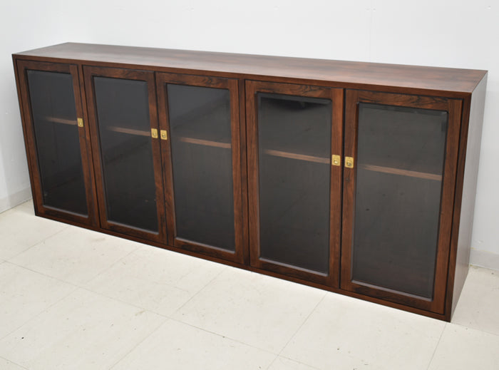【中古】メーカー不明 ヴィンテージ サイドボード ガラス扉 幅2100 2025050801【中古オフィス家具】