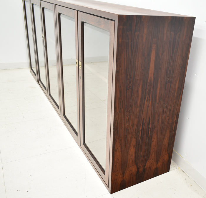 【中古】メーカー不明 ヴィンテージ サイドボード ガラス扉 幅2100 2025050801【中古オフィス家具】
