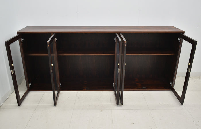 【中古】メーカー不明 ヴィンテージ サイドボード ガラス扉 幅2100 2025050801【中古オフィス家具】
