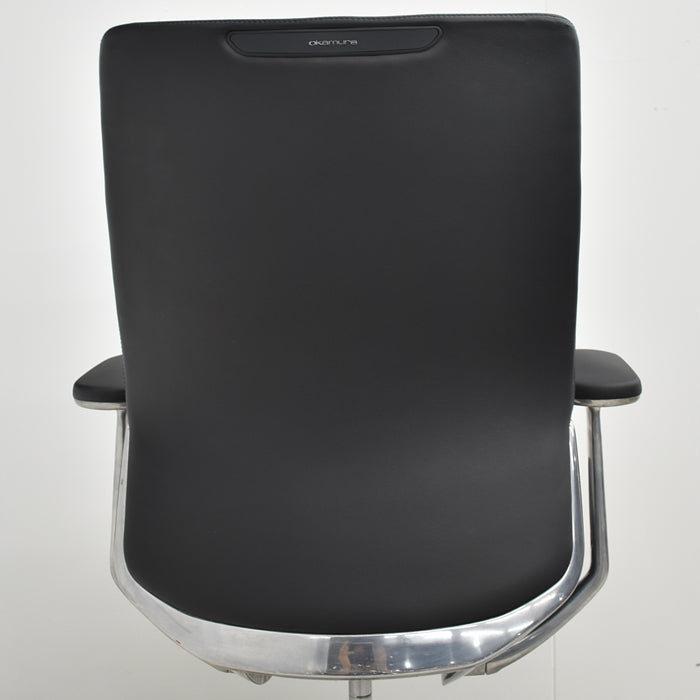 【中古】オカムラ コーラル ハイバック 固定肘 革張り ポリッシュ 2025051504 【中古オフィス家具】