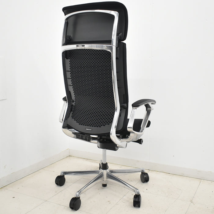 【中古】オカムラ デューク エクストラハイバック(可動ヘッドレスト)固定肘 ランバーサポート ポリッシュ 2018年製 2025060203【中古オフィス家具】