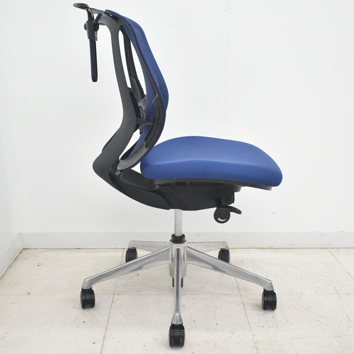 【中古】オカムラ シルフィー ローバック 肘なし バックカーブアジャスト 前傾機能 ハンガー ポリッシュ脚 ランバーサポート 2025070804【中古オフィス家具】