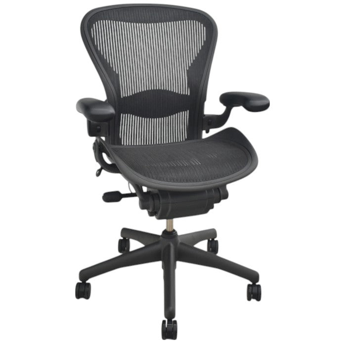 【中古】ハーマンミラー アーロンチェア Bサイズ 可動肘 ランバーサポート 肘レバータイプ 2025070906【中古オフィス家具】