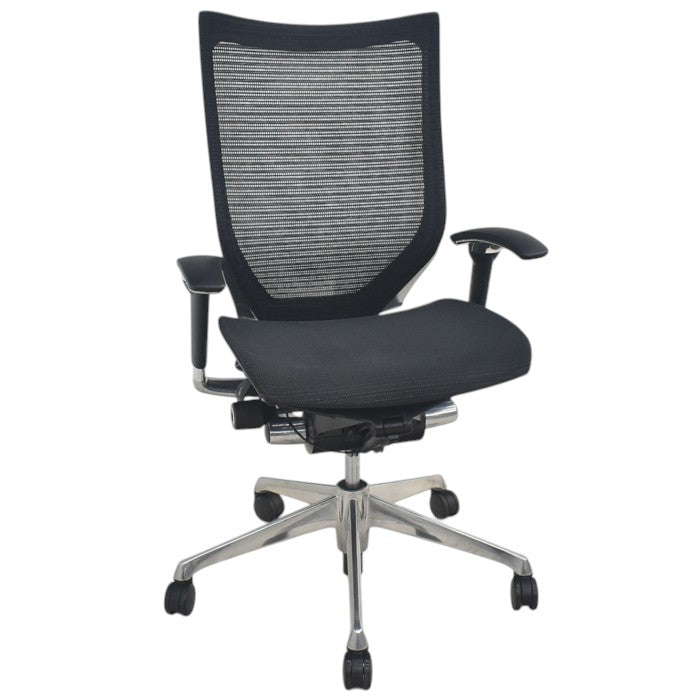 【中古】オカムラ バロン ハイバック 可動肘 アルミポリッシュ 2025071604【中古オフィス家具】