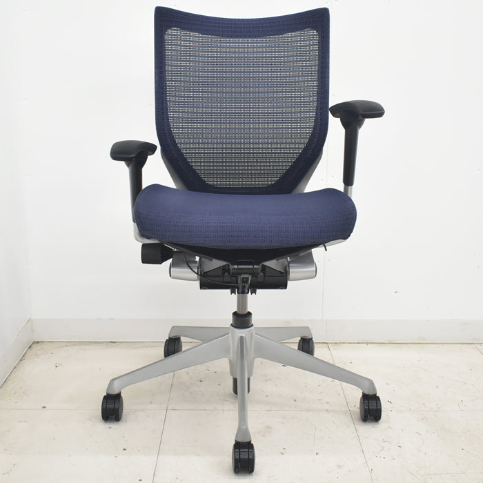 【中古】オカムラ バロン ローバック 可動肘 シルバー脚 2025072304【中古オフィス家具】
