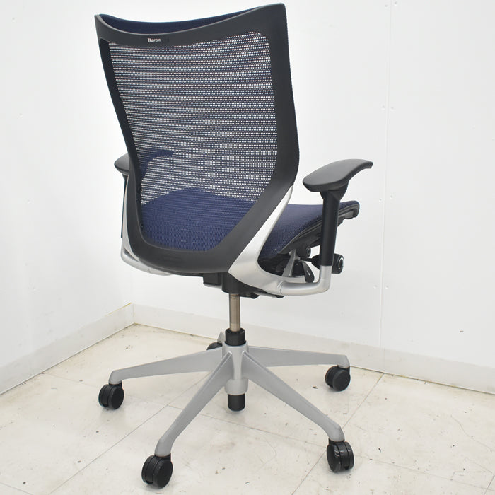 【中古】オカムラ バロン ローバック 可動肘 シルバー脚 2025072305【中古オフィス家具】