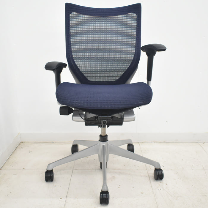 【中古】オカムラ バロン ローバック 可動肘 シルバー脚 2025072401【中古オフィス家具】