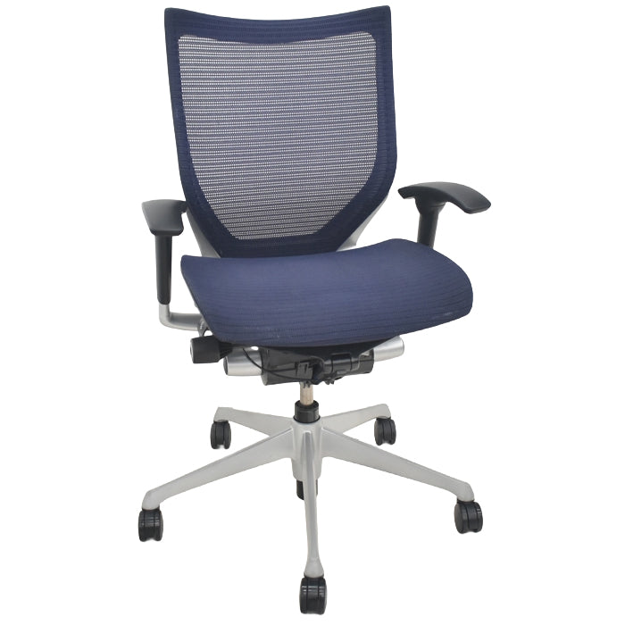 【中古】オカムラ バロン ローバック 可動肘 シルバー脚 2025072401【中古オフィス家具】