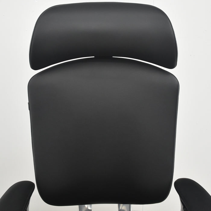 【中古】オカムラ コンテッサ 大型ヘッドレスト 可動肘 アルミポリッシュ 革張り 2025073103【中古オフィス家具】