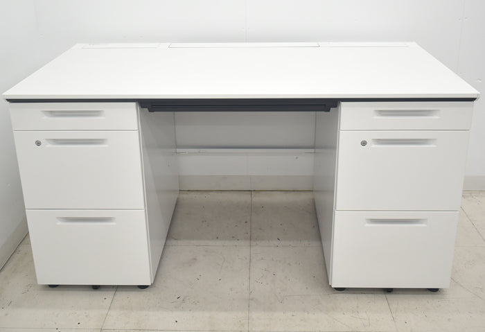 【中古】コクヨ ISシリーズ 両袖デスク W1400 2025082603【中古オフィス家具】