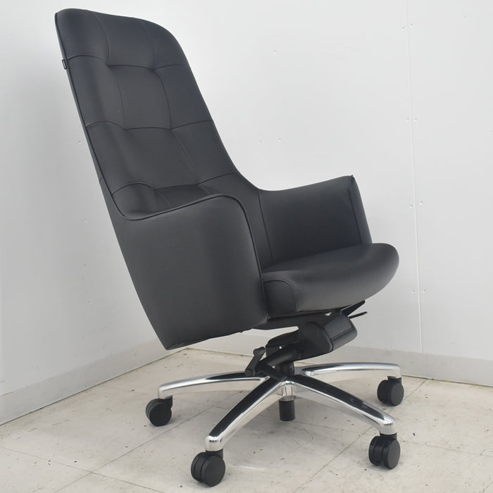 【中古】オカムラ L433Jシリーズ エグゼクティブチェア エクストラハイバック 革張り 2022年製 2025082901【中古オフィス家具】