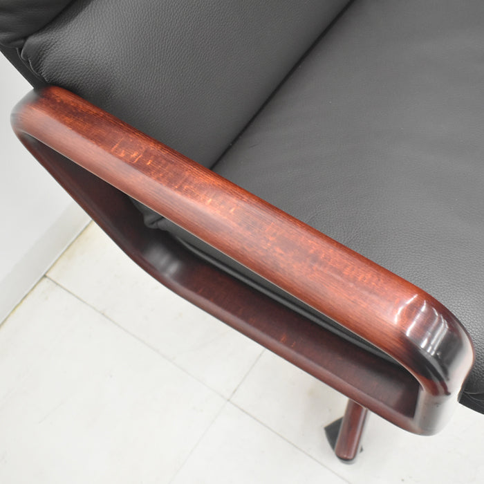 【中古】デューロン デンマーク製 エグゼクティブチェア ハイバック 固定肘 総革張り 2025090101【中古オフィス家具】
