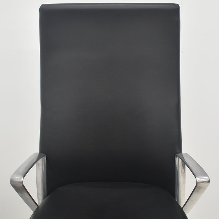 【中古】ノール リミックス ハイバック アルミループ肘 アルミミラー脚 2020年製 革張り 2025090104【中古オフィス家具】
