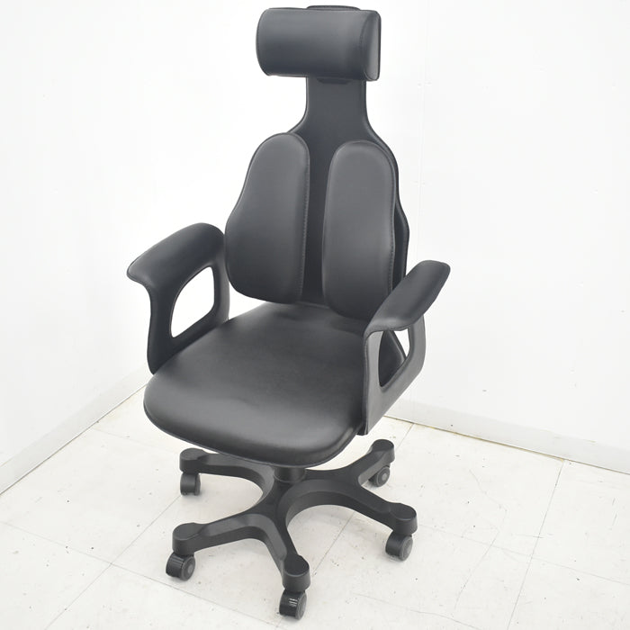 【中古】デュオレスト CHAIRMAN ハイバック ヘッドレスト 固定肘 革張り 2025090105【中古オフィス家具】