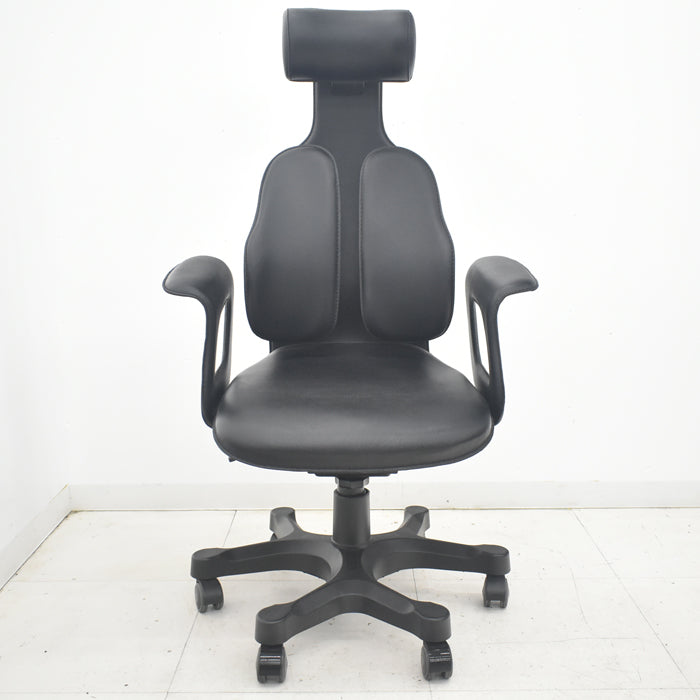【中古】デュオレスト CHAIRMAN ハイバック ヘッドレスト 固定肘 革張り 2025090105【中古オフィス家具】