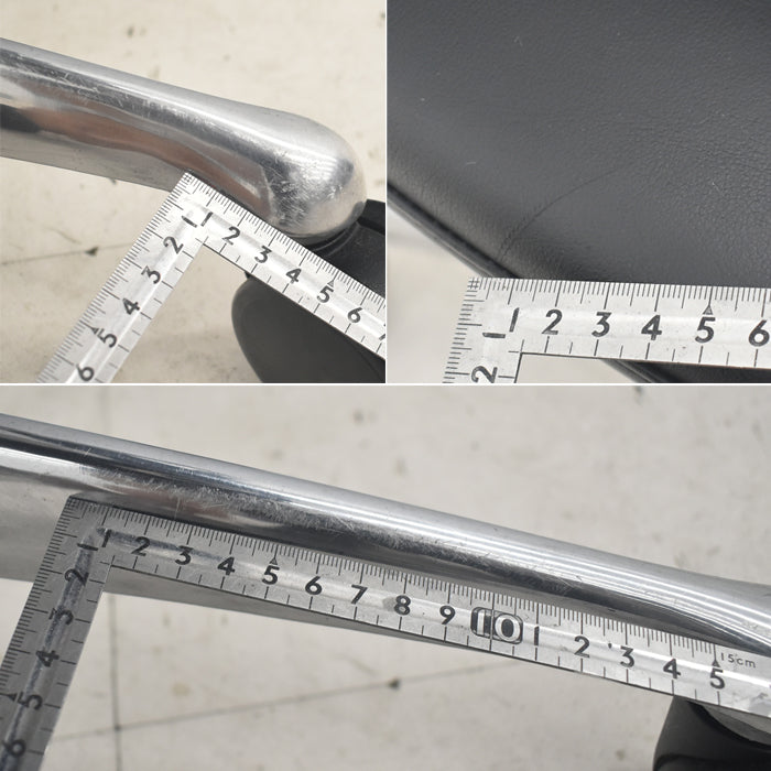 【中古】オカムラ コンテッサ 大型ヘッドレスト 可動肘 アルミポリッシュ 革張り 2025090306【中古オフィス家具】