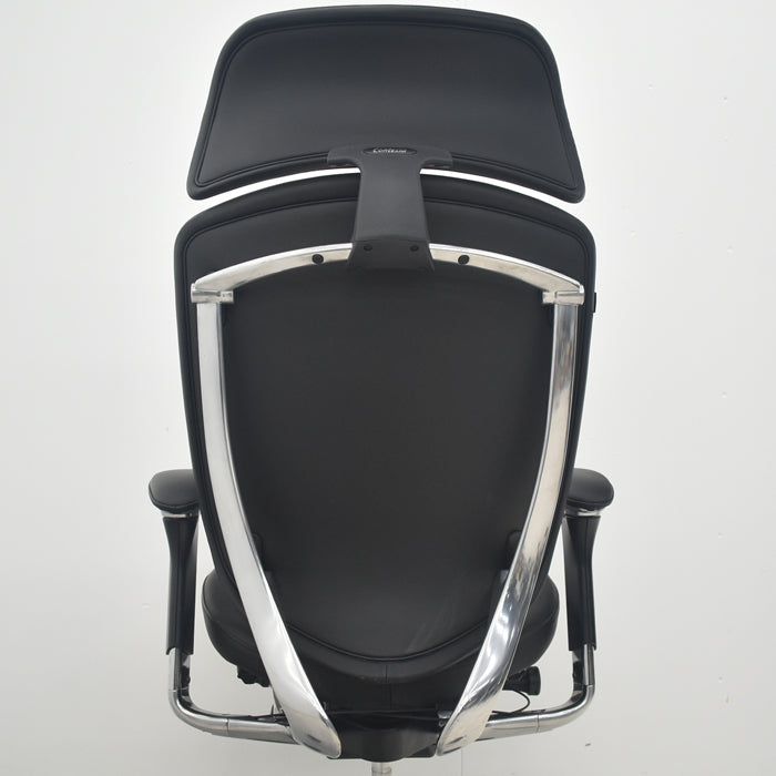 【中古】オカムラ コンテッサ 大型ヘッドレスト 可動肘 アルミポリッシュ 革張り 2025090309【中古オフィス家具】