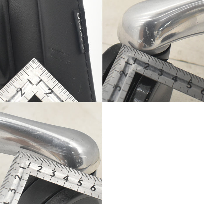 【中古】オカムラ コンテッサ 大型ヘッドレスト 可動肘 アルミポリッシュ 革張り 2025090309【中古オフィス家具】