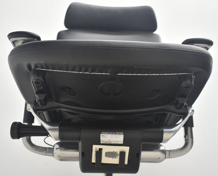 【中古】オカムラ コンテッサ 大型ヘッドレスト 可動肘 アルミポリッシュ 革張り 2025090310【中古オフィス家具】