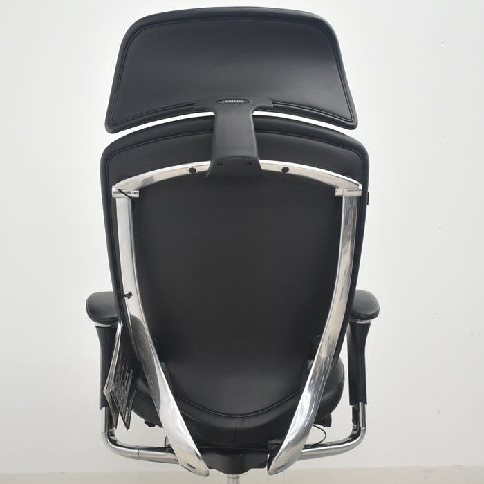 【中古】オカムラ コンテッサ 大型ヘッドレスト 可動肘 アルミポリッシュ 革張り 2025090310【中古オフィス家具】