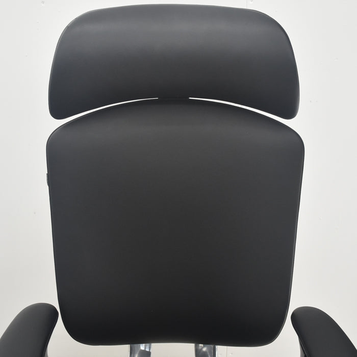 【中古】オカムラ コンテッサ 大型ヘッドレスト 可動肘 アルミポリッシュ 革張り 2025090401【中古オフィス家具】