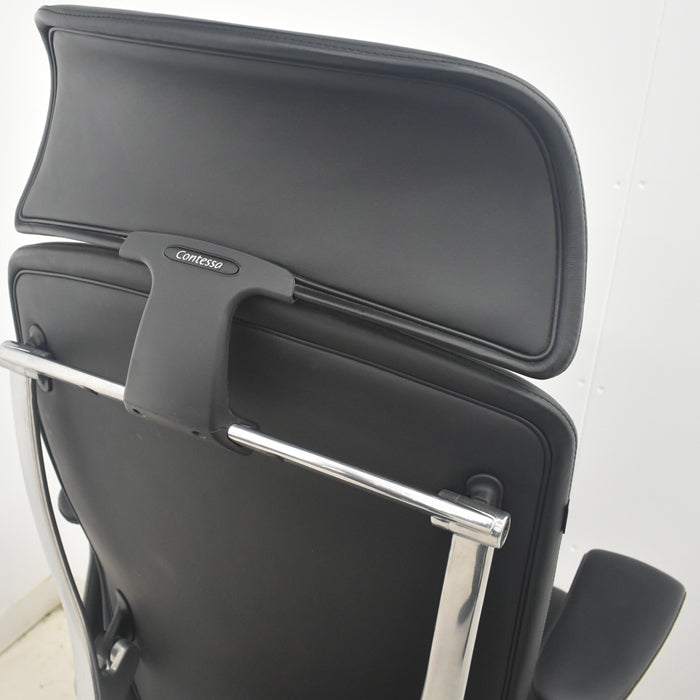 【中古】オカムラ コンテッサ 可動肘 ランバーサポート ポリッシュ 革張り 2025090402【中古オフィス家具】