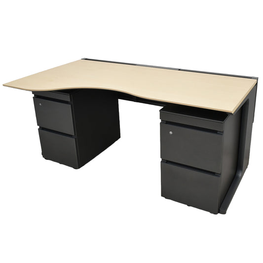 【中古】コクヨ レヴィスト デスク+ワゴン3点セット 幅1600 2025100802【中古オフィス家具】