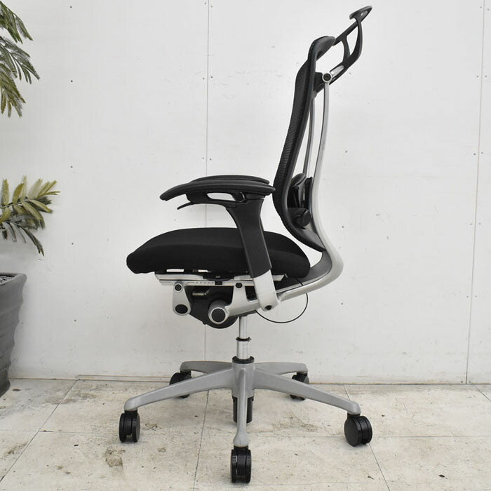 オカムラ コンテッサ 可動肘 ランバーサポート ハンガー シルバーフレーム 2023041801【中古オフィス家具】【中古】