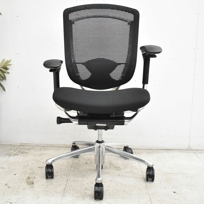 オカムラ コンテッサ 可動肘(新品肘パット)ランバーサポート アルミポリッシュ ブラック 2023042002【中古オフィス家具】【中古】