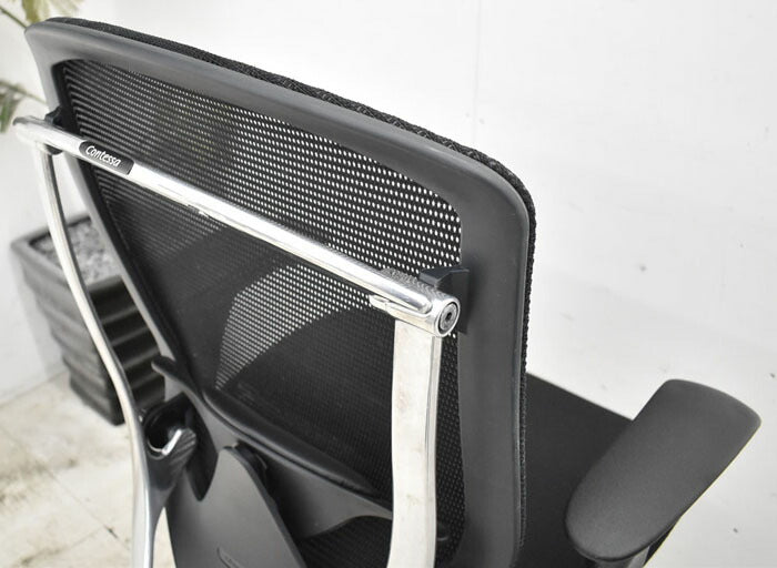 オカムラ コンテッサ 可動肘(新品肘パット)ランバーサポート アルミポリッシュ ブラック 2023042002【中古オフィス家具】【中古】