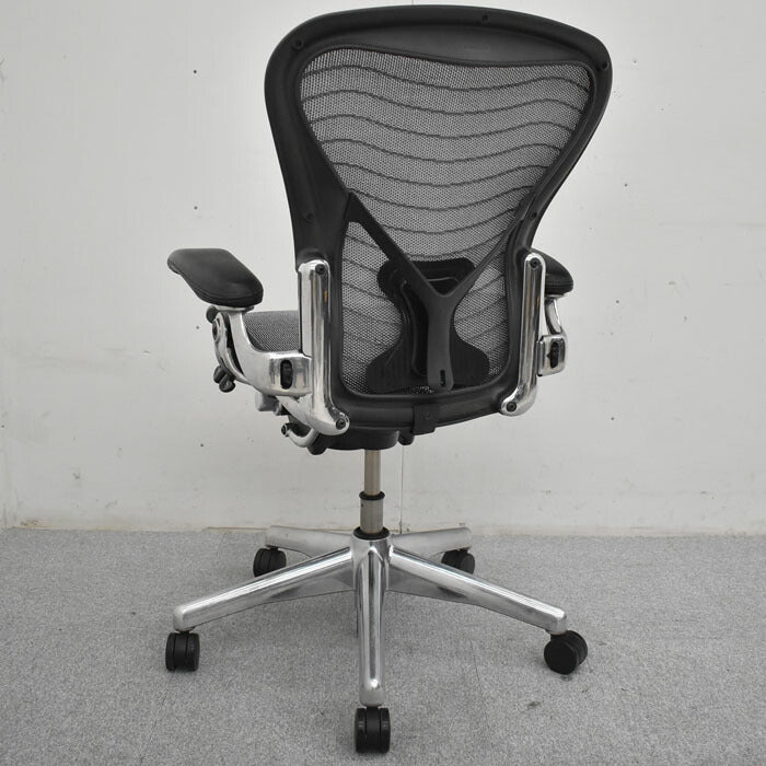 ハーマンミラー Hermanmiller アーロンチェア フル装備 ポスチャーフィット ウェーブメッシュ アルミポリッシュ 2023051701【中古オフィス家具】【中古】